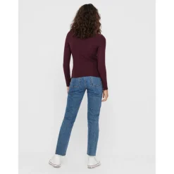 Top Col haut Manches longues Volants marron violet