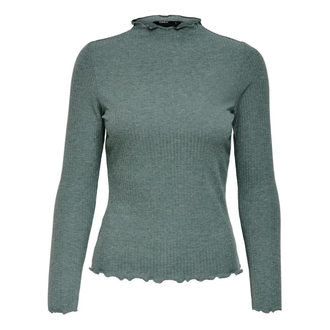 Top Col haut Manches longues Volants vert Sloan