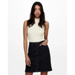 Top Col haut Sans manches blanc en coton