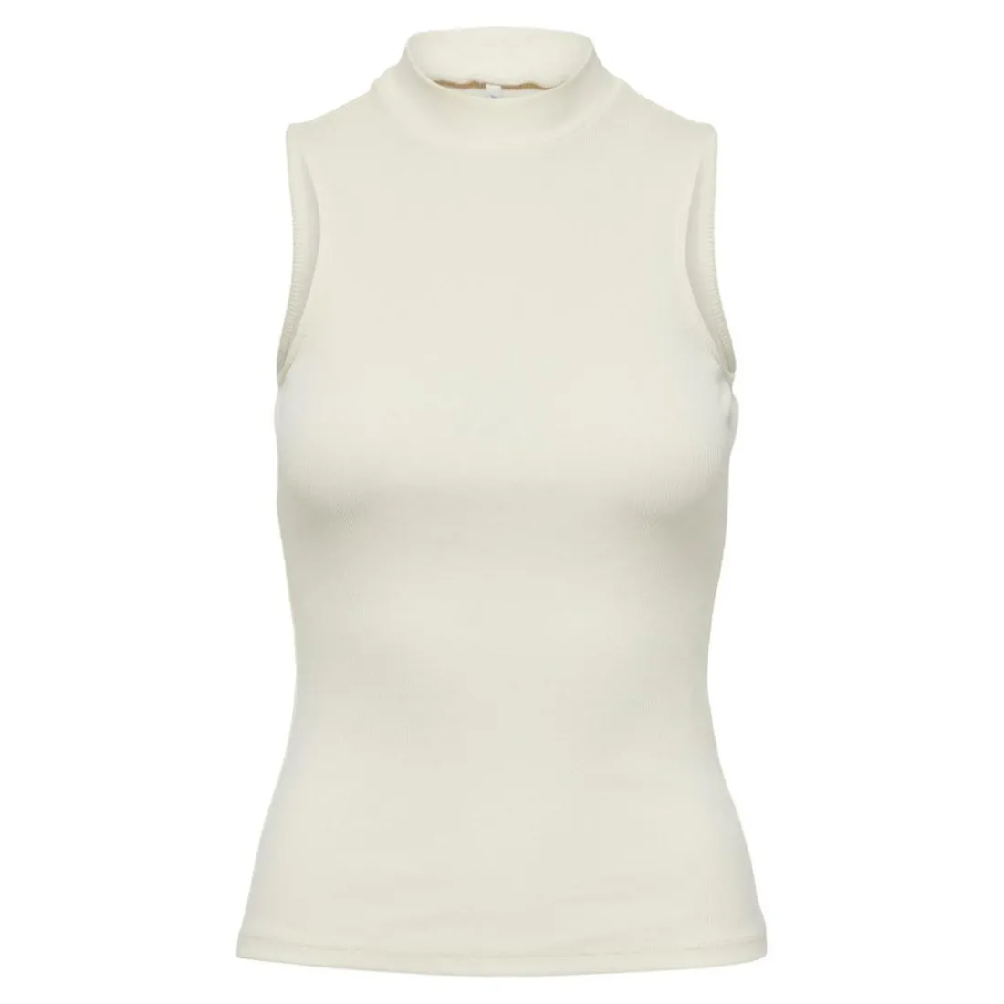 Top Col haut Sans manches blanc en coton