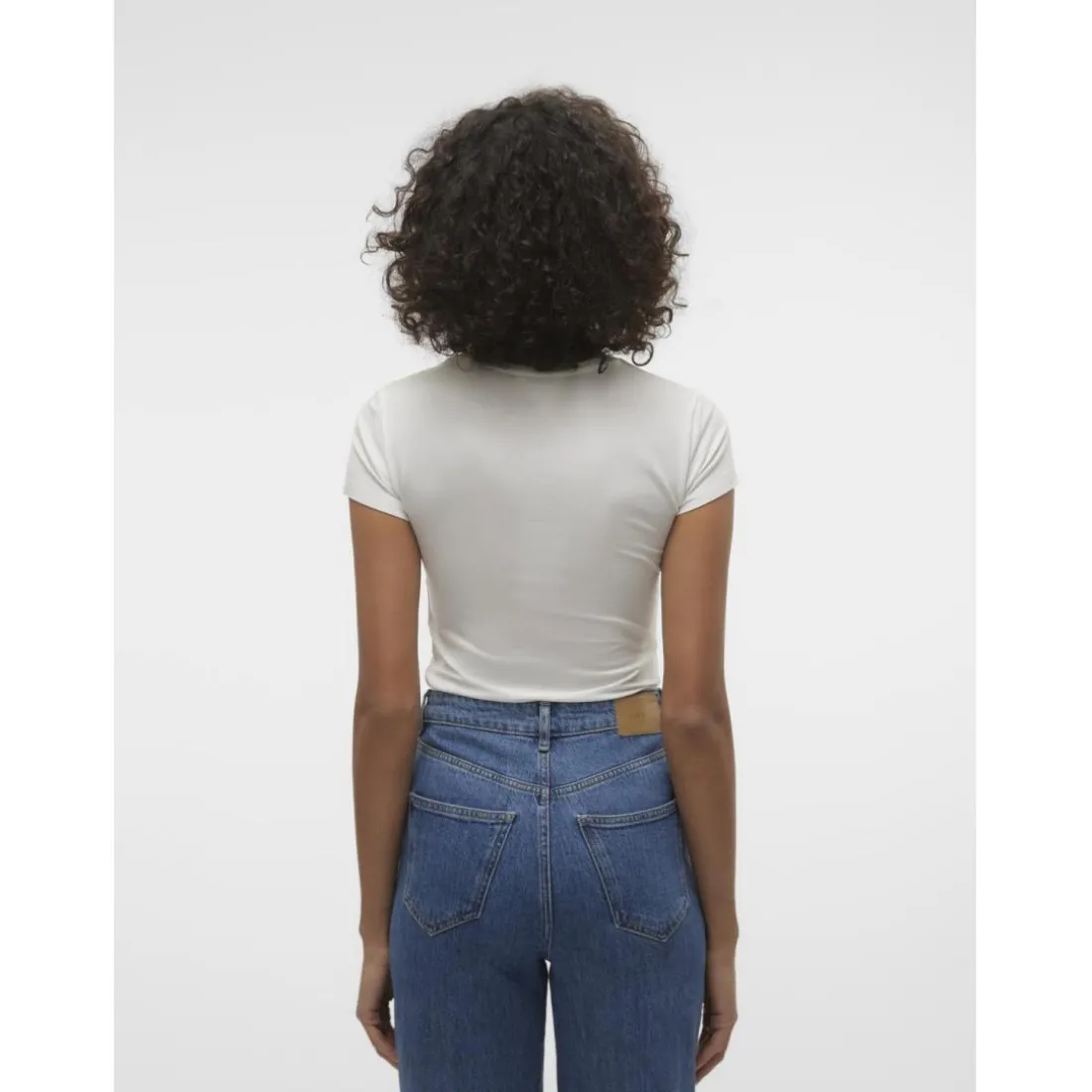 Top col rond blanc Esme en coton