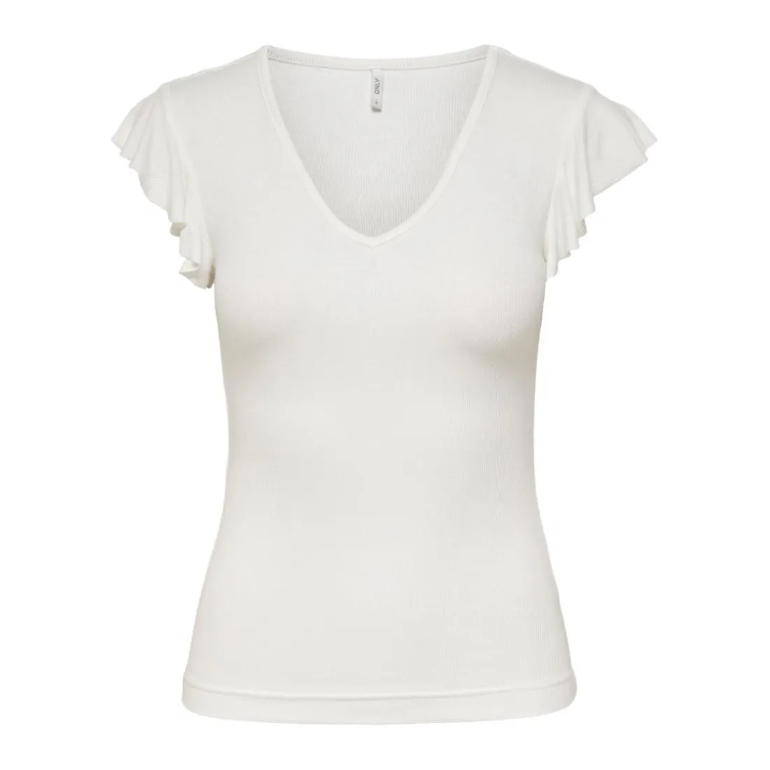 Top col rond mancherons blanc en viscose Joy