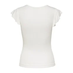 Top col rond mancherons blanc en viscose Joy