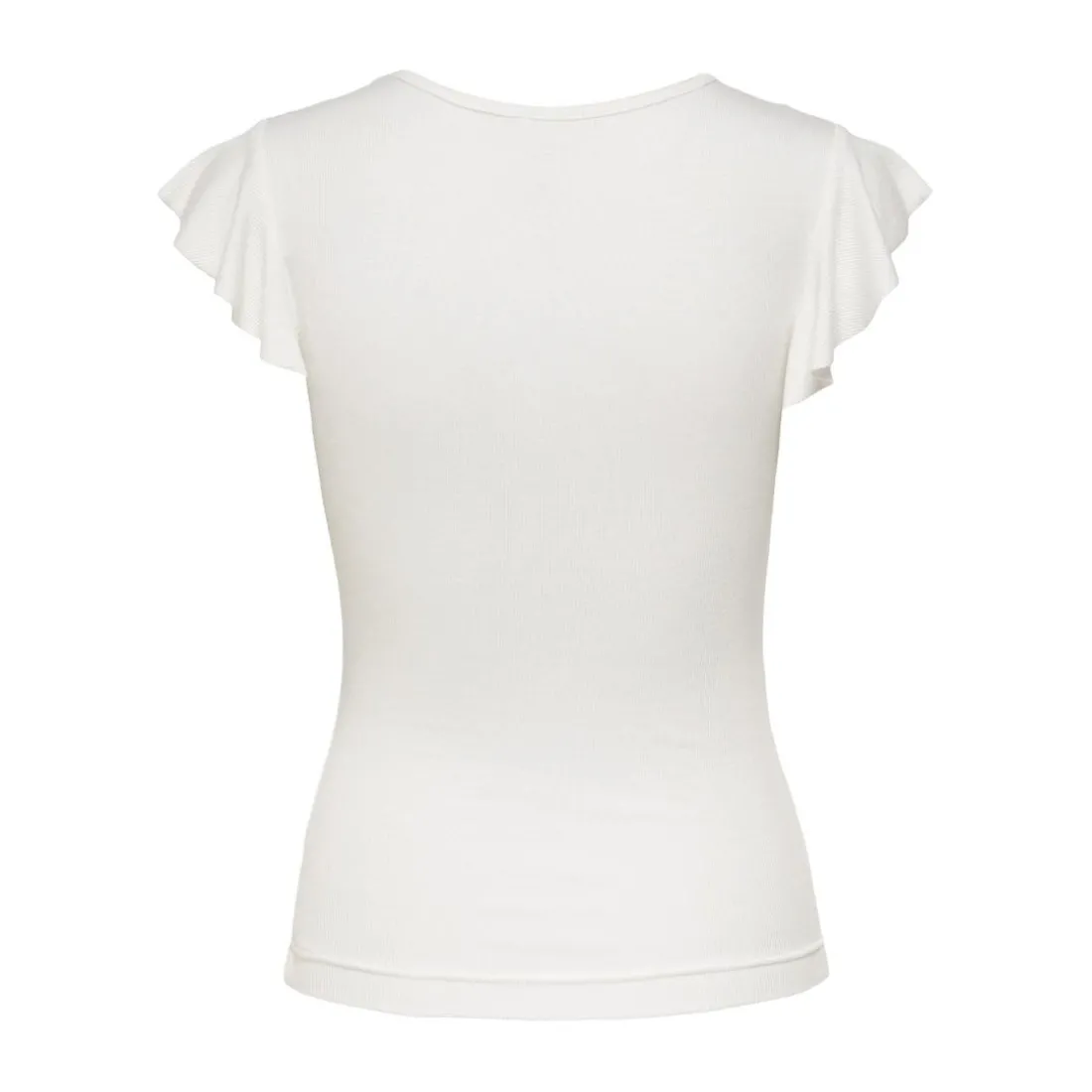 Top col rond mancherons blanc en viscose Joy