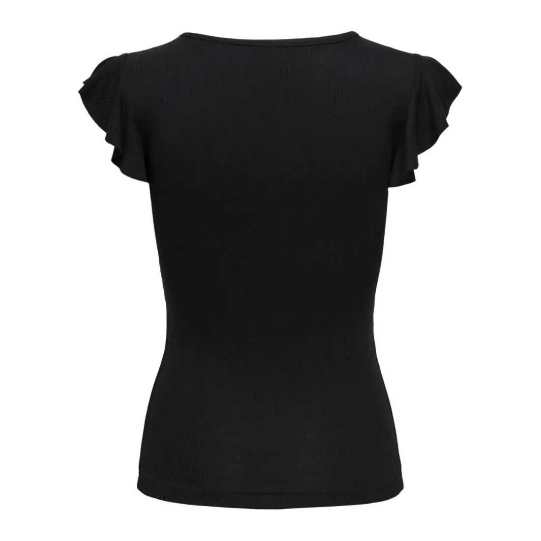 Top col rond mancherons noir en viscose Opal