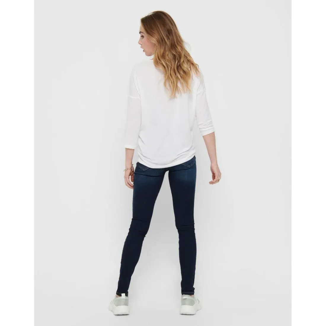 Top Col rond Manches 3/4 blanc