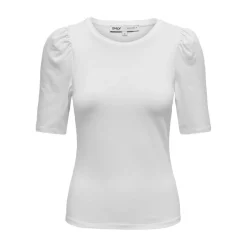 Top Col rond Manches 2/4 blanc en coton
