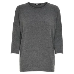 Top Col rond Manches 3/4 gris