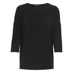 Top col rond manches 3/4 noir Sofia