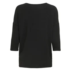 Top col rond manches 3/4 noir Sofia