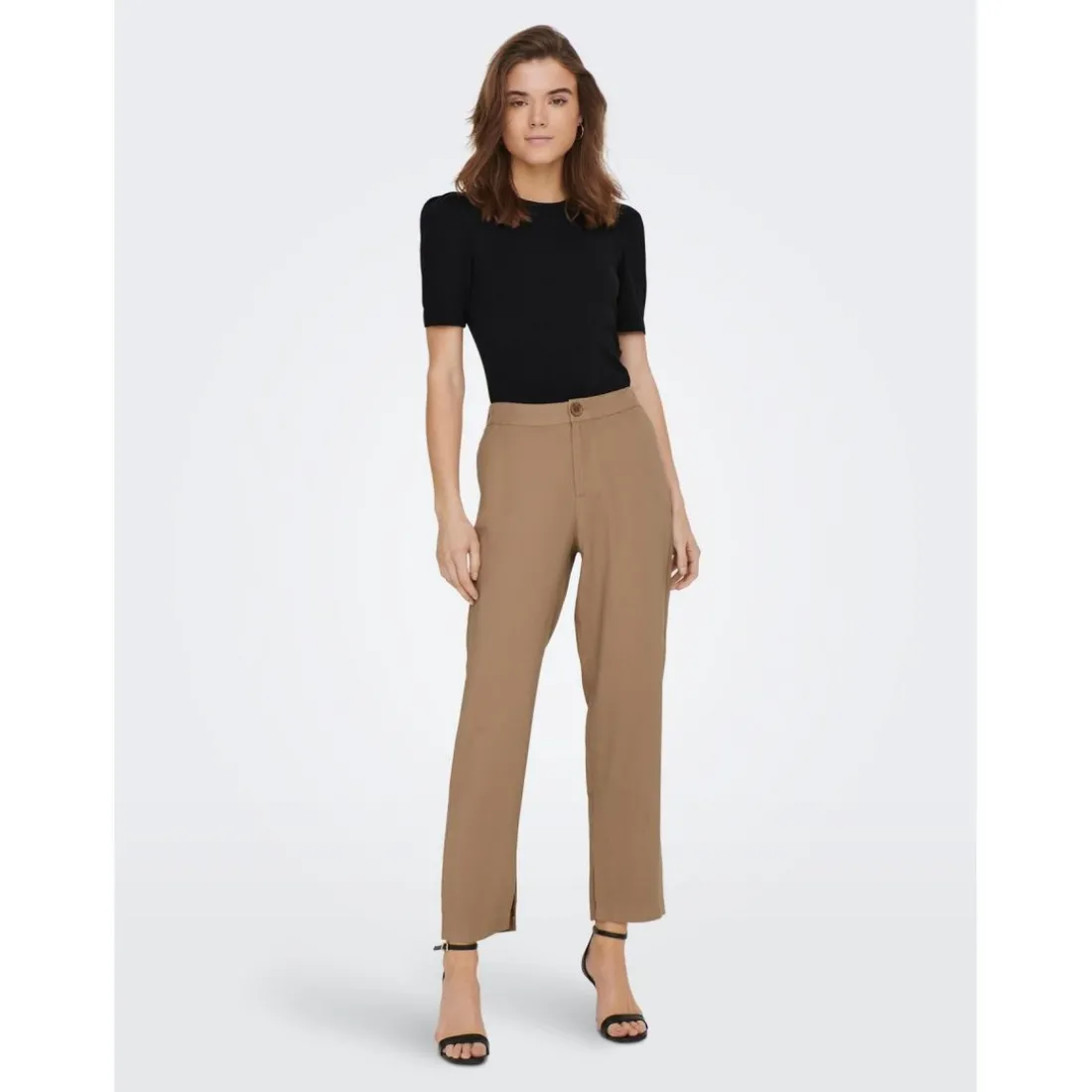 Top Col rond Manches 2/4 noir en coton