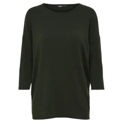 Top col rond manches 3/4 vert foncé Fleur