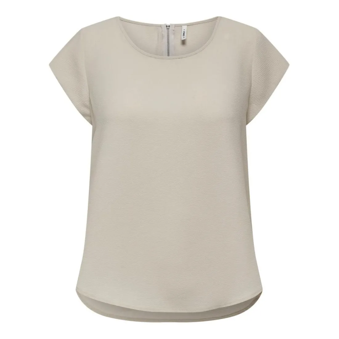 Top col rond manches courtes gris clair Gigi