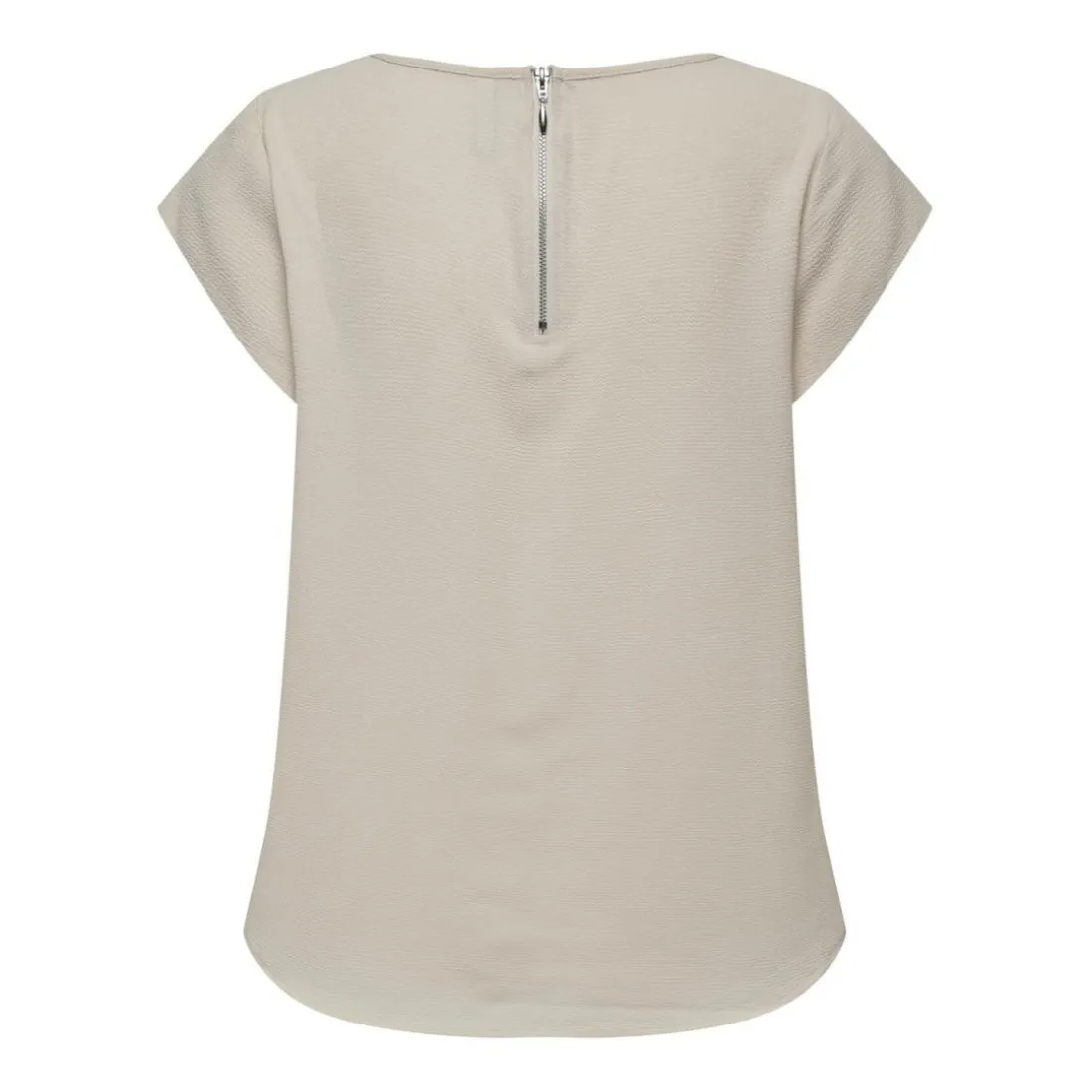 Top col rond manches courtes gris clair Gigi