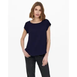 Top Col rond Manches courtes bleu Kara