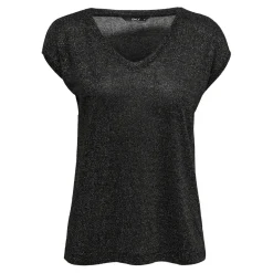 Top col rond manches courtes noir Maud
