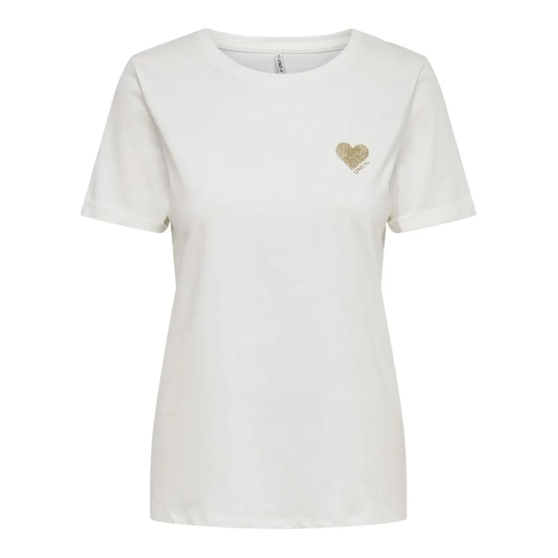 Top col rond manches courtes blanc en coton Ruby