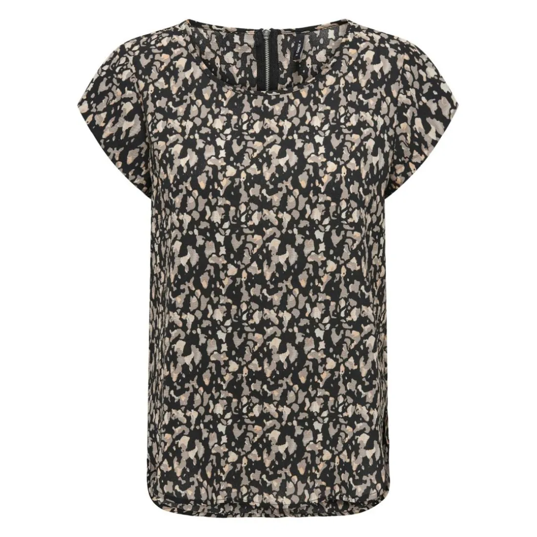 Top col rond manches courtes noir Queen