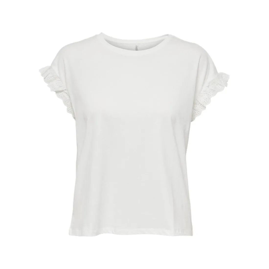Top col rond manches courtes blanc en coton Fern