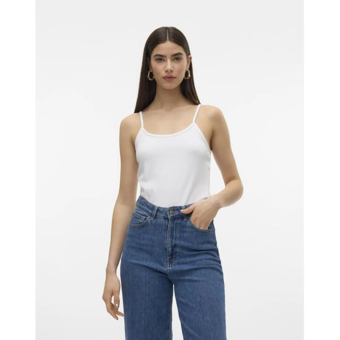 Top col rond manches courtes blanc Opal