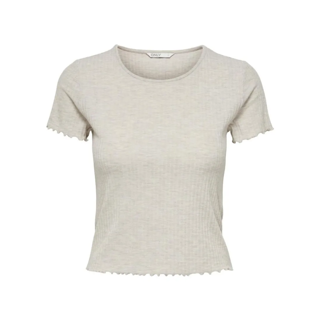 Top col rond manches courtes gris clair Anya