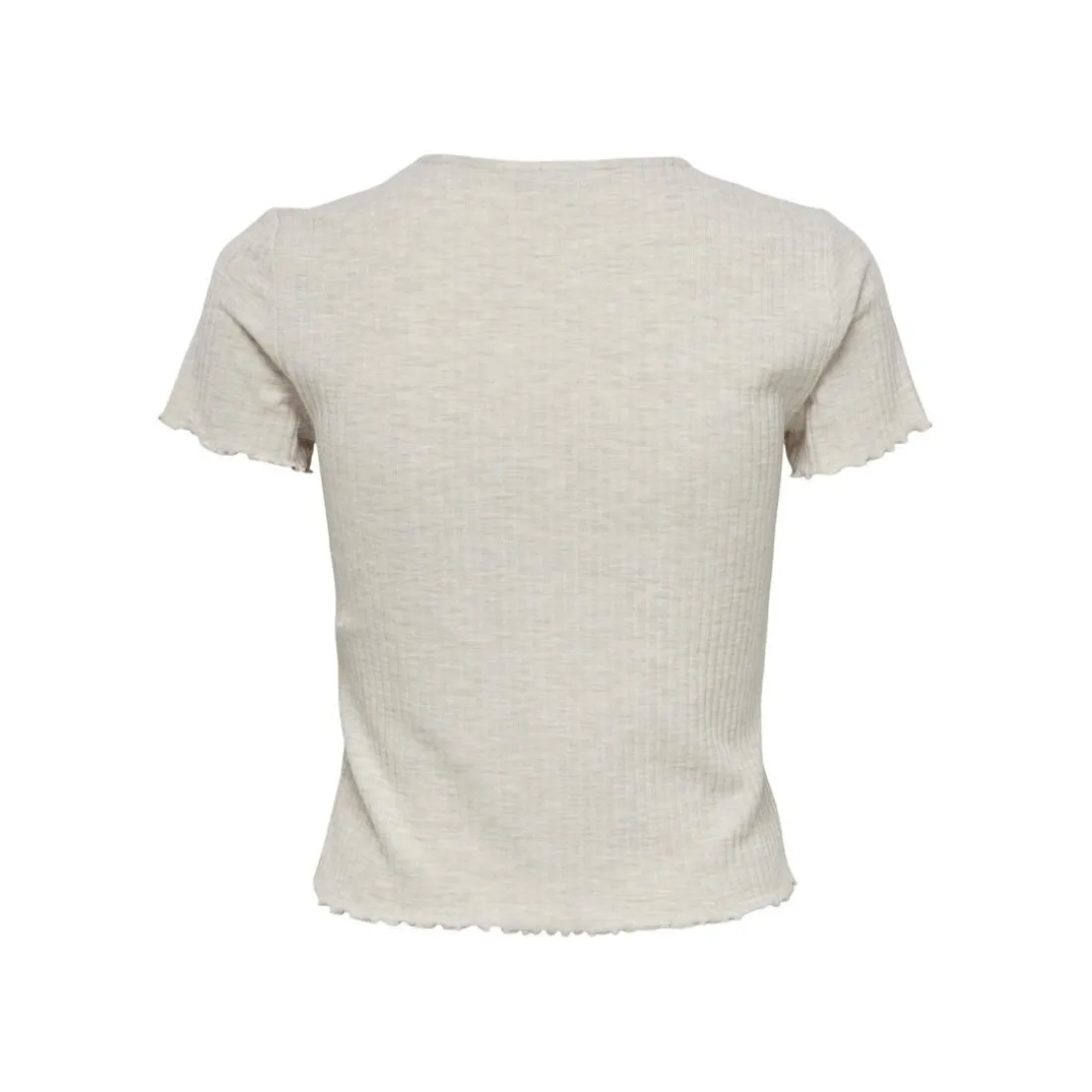 Top col rond manches courtes gris clair Anya
