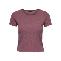 Top col rond manches courtes rose foncé Aria