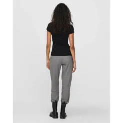Top Col rond Manches courtes noir en coton