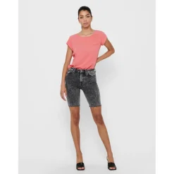 Top Col rond Manches courtes rose Alice