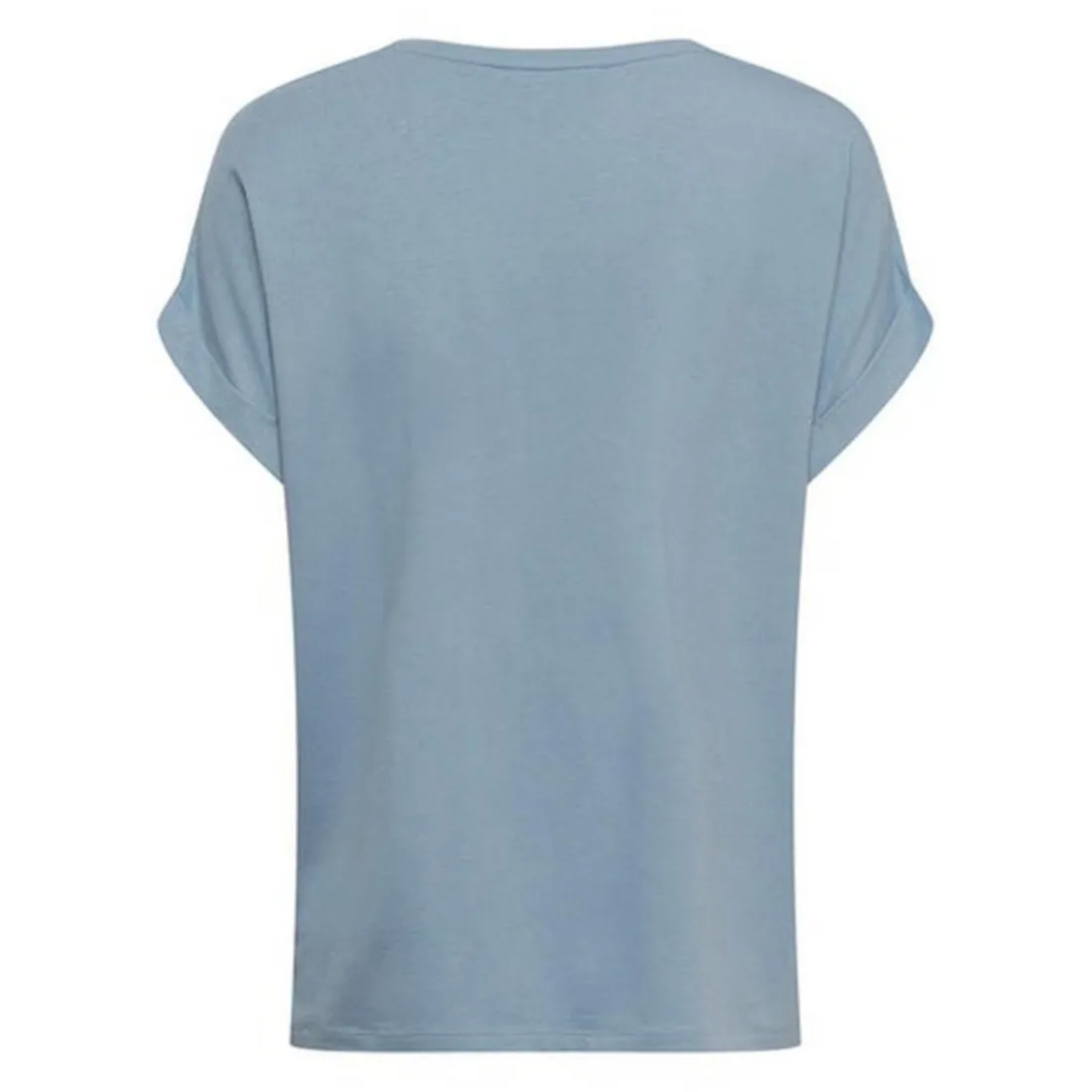 Top Col rond Manches courtes Poignets repliés bleu en viscose Clio