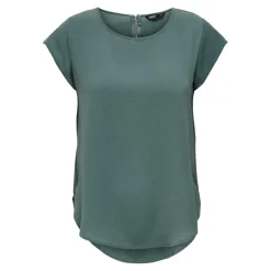 Top Col rond Manches courtes vert Eva