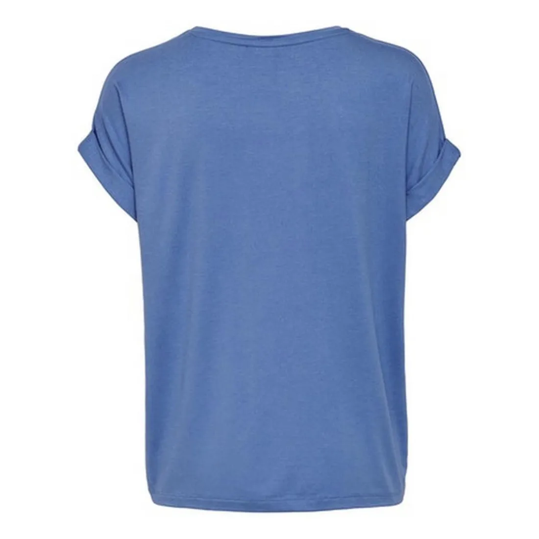 Top Col rond Manches courtes Poignets repliés bleu en coton Gigi