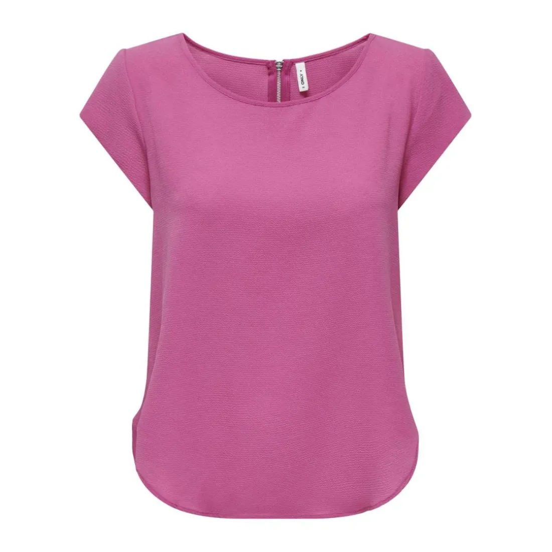 Top col rond manches courtes rose foncé Agnes