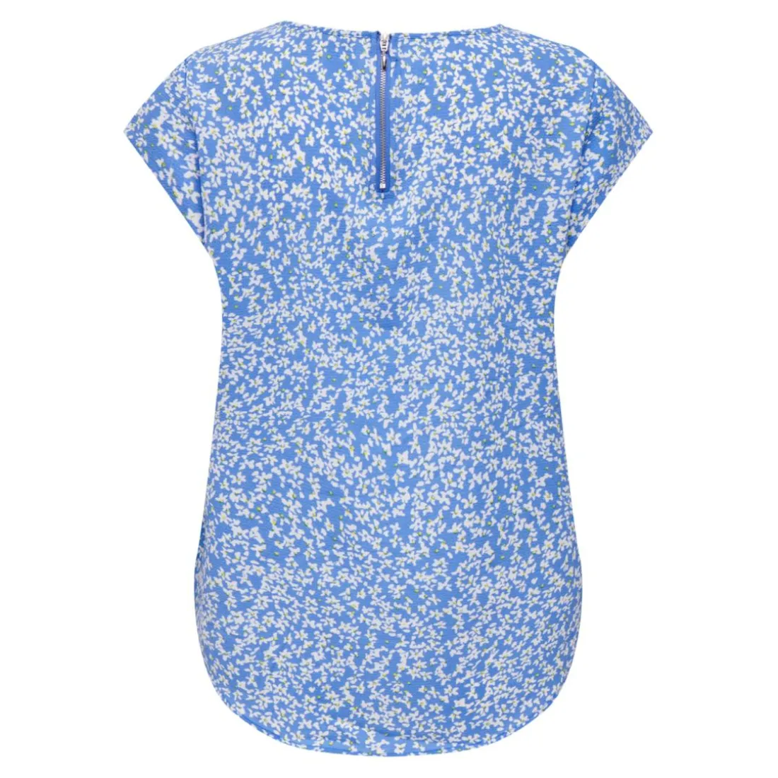 Top col rond manches courtes bleu clair Lucie