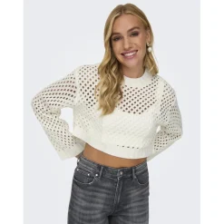 Top col rond manches longues blanc Pia