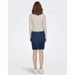 Top Col rond Manches longues Volants beige