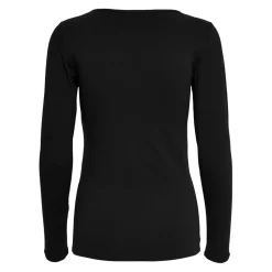 Top col rond manches longues noir en coton Gaia