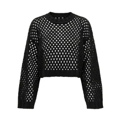 Top col rond manches longues noir Hattie