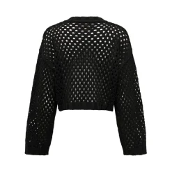 Top col rond manches longues noir Hattie