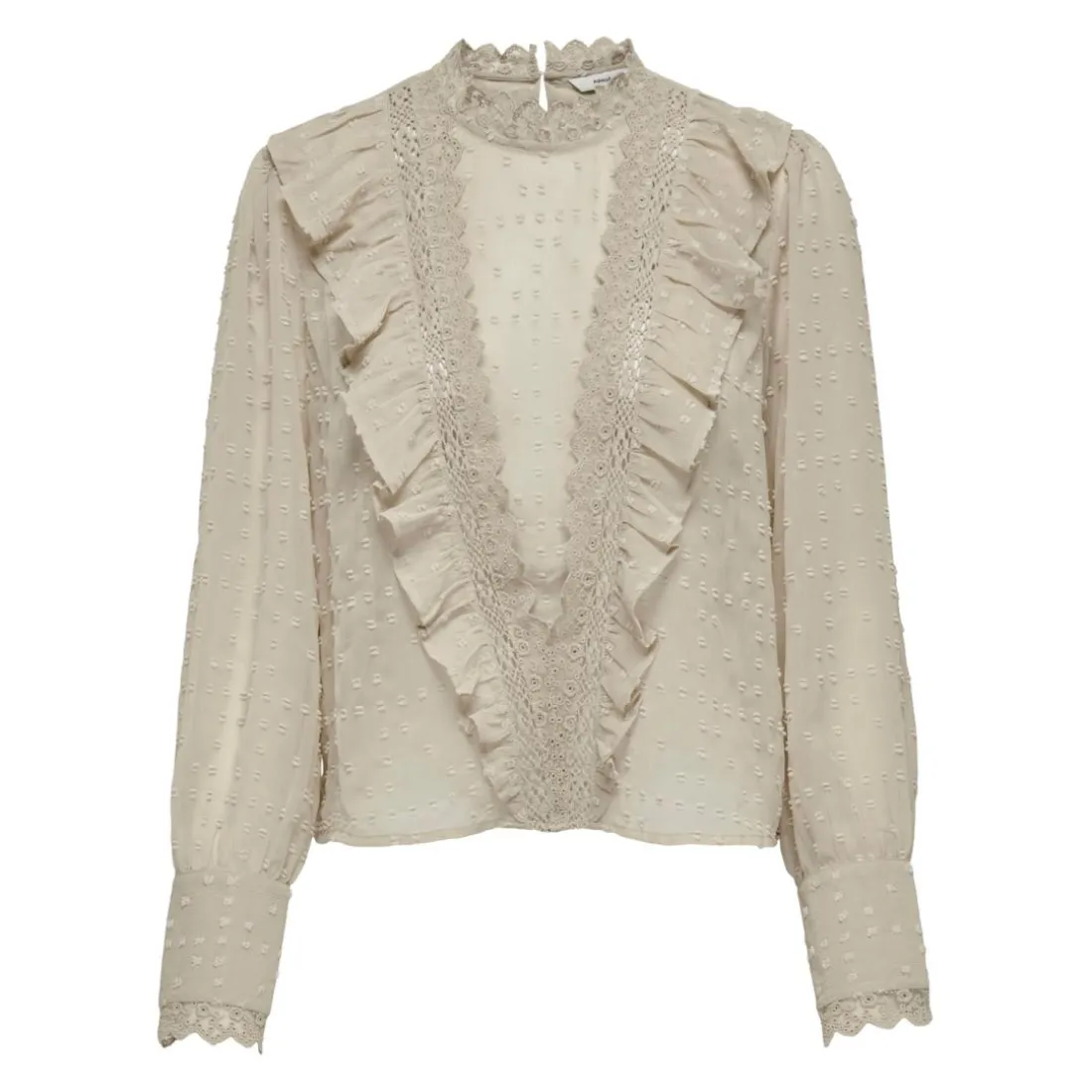 Top col rond manches longues beige Lila