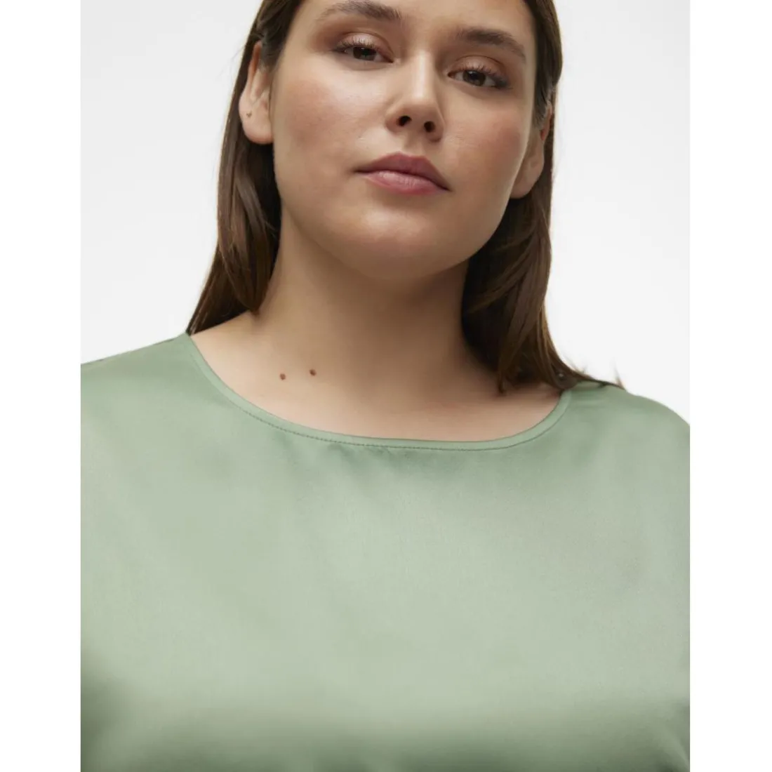 Top col rond manches volumineuses manches 2/4 vert Nola