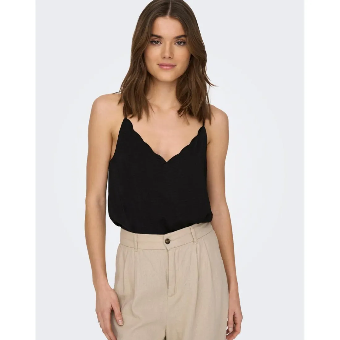 Top Col rond Sans manches noir Yara