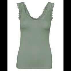 Top col rond sans manches vert Ode