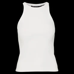 Top col rond sans manches blanc en coton bio Tess