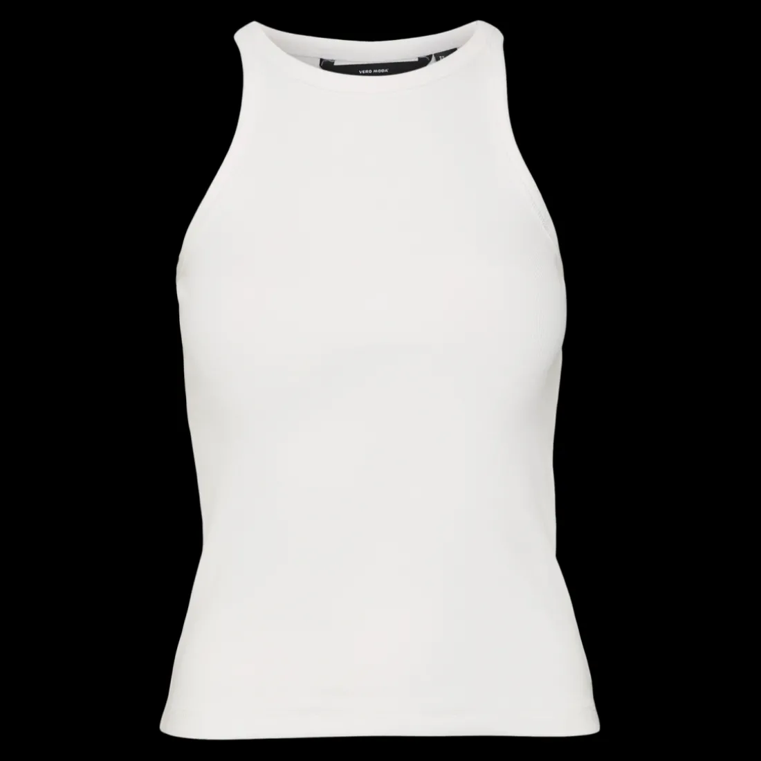 Top col rond sans manches blanc en coton bio Tess