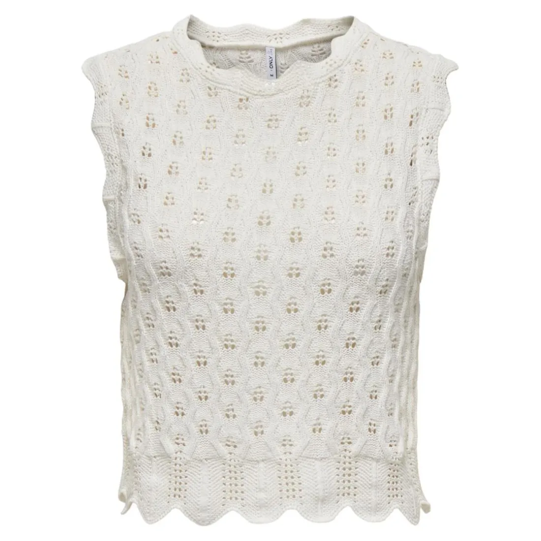 Top col rond sans manches blanc en coton Amy