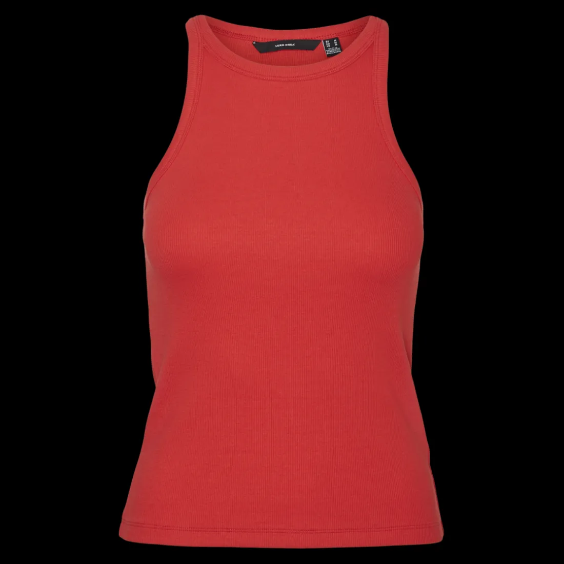 Top col rond sans manches rouge en coton bio Emma