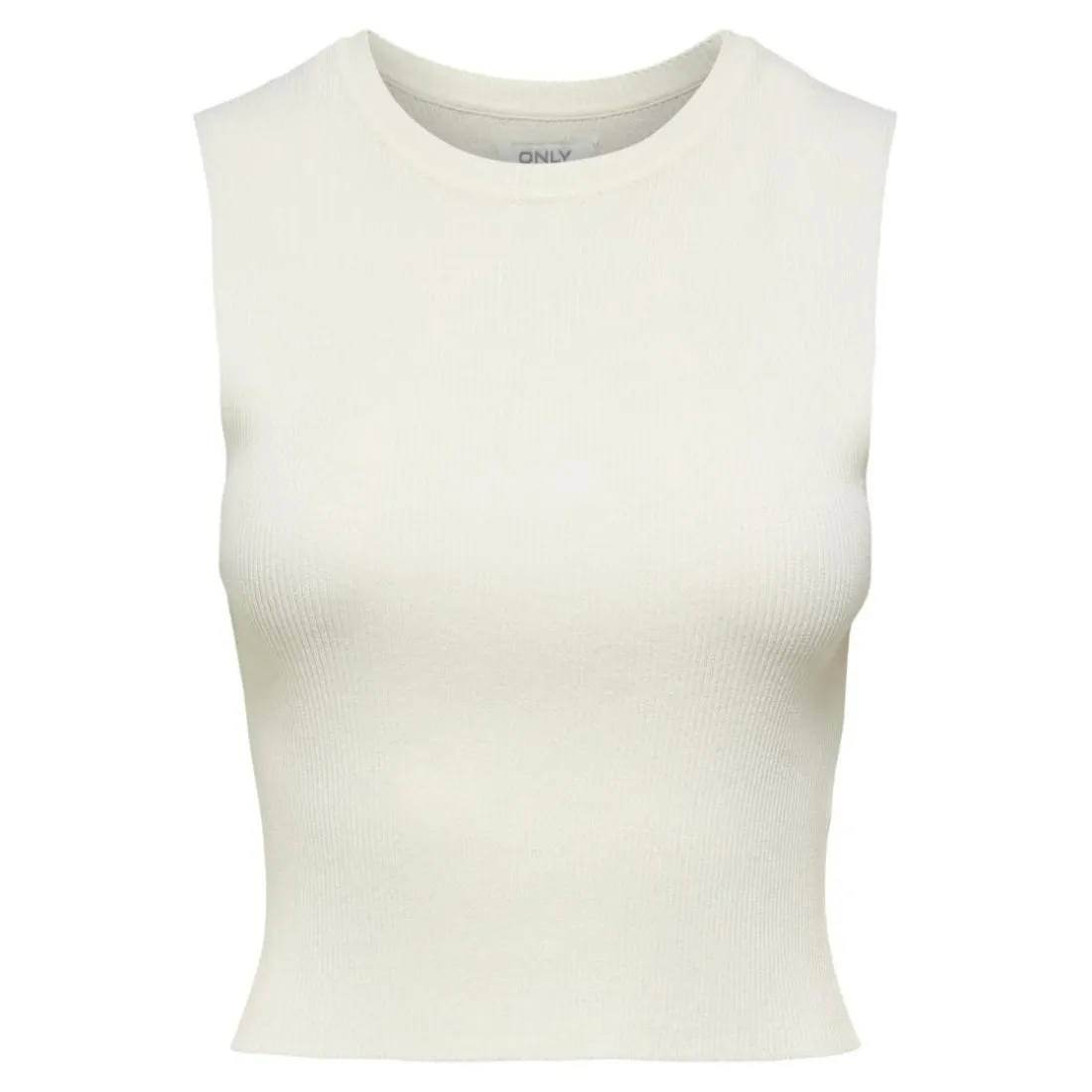 Top col rond sans manches blanc en viscose Ruby