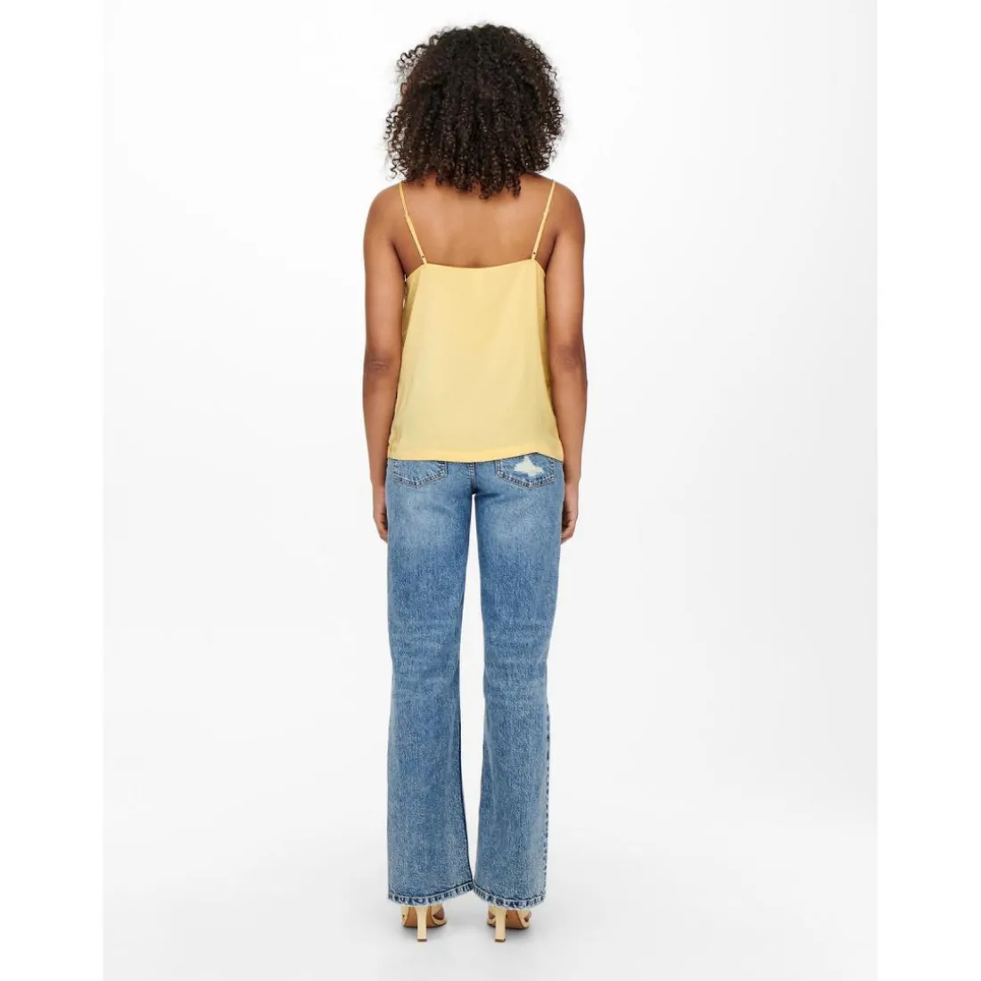 Top Col rond Sans manches beige jaune