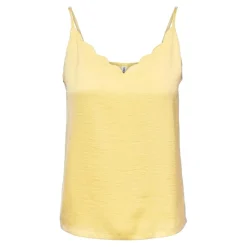 Top Col rond Sans manches beige jaune